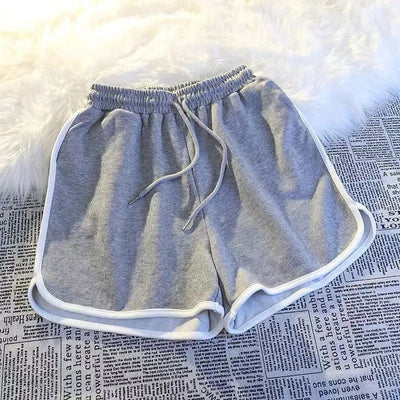 Striped Sports Shorts Women Korean Fashion Casual Mini Shorts Summer Simple Loose Wide Leg Shorts Ladies New