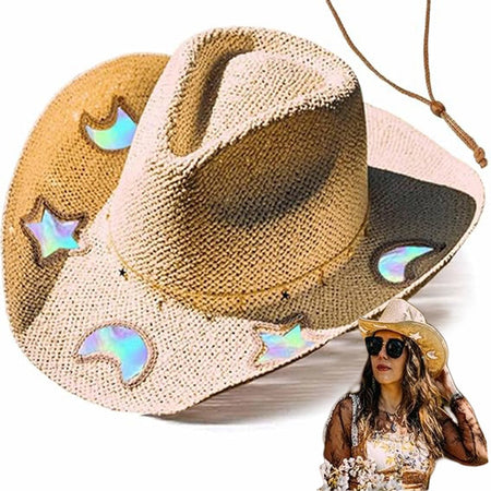 Straw Beach Sun Hat for Women Girls Shapeable Cowgirl Hat Vintage Summer Woven Sun Hat for Summer Travel