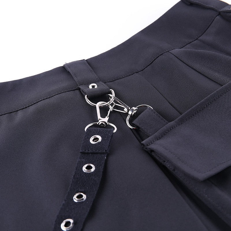 High Waist Black Skirts Harajuku Punk Gothic Women Sexy Patchwork Bandage Mini Female Streetwear Black Skirt