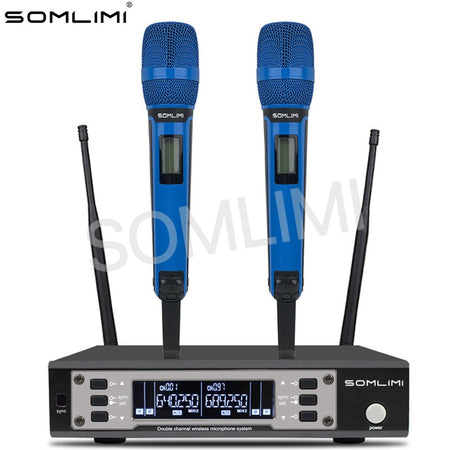 SOMLIMI EW135G4 UHF Dual Channels Profession Wireless Microphone System Stage Performance Dynamic Long Distance Metal Handheld