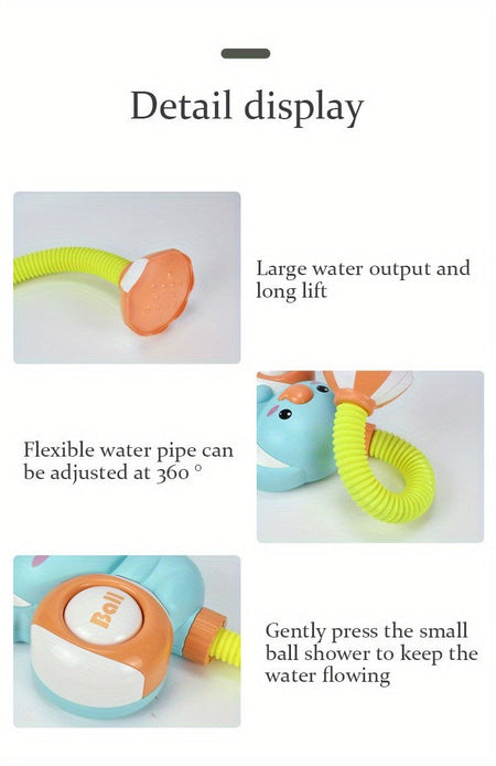 1Set Cartoon Cute Little Elephant Electric Shower, 360°Jet Water Wash Head, Baby Bath Sprayer, Bathroom Fun Water Play Toy