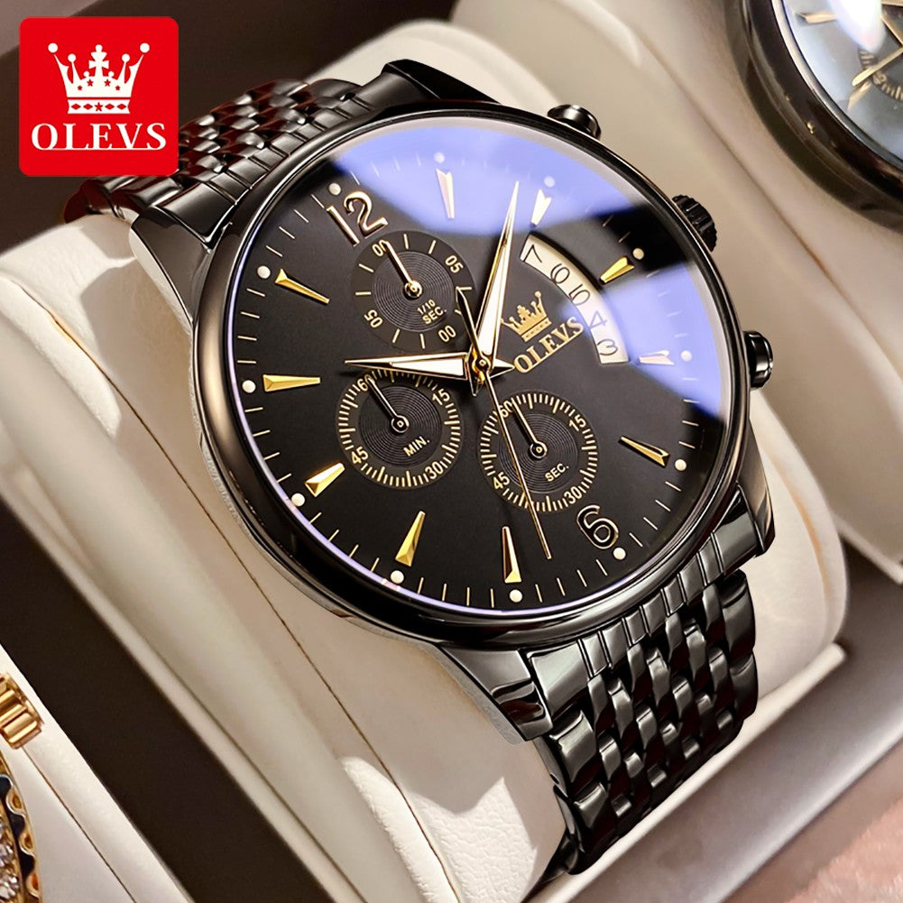 OLESV Official Authentic Brand Men's Watches Large Dial Thin Waterproof Quartz Watch for men Timer date stainless steel Original