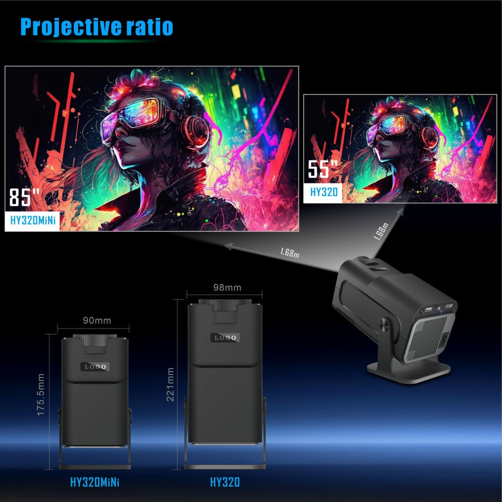 Salange HY320 MINI Android 11.0 Projector LED Beamer Home Cinema 300ANSI 720P WIFI Smart TV HD 1080P 4K Movie