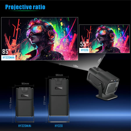 Salange HY320 MINI Android 11.0 Projector LED Beamer Home Cinema 300ANSI 720P WIFI Smart TV HD 1080P 4K Movie