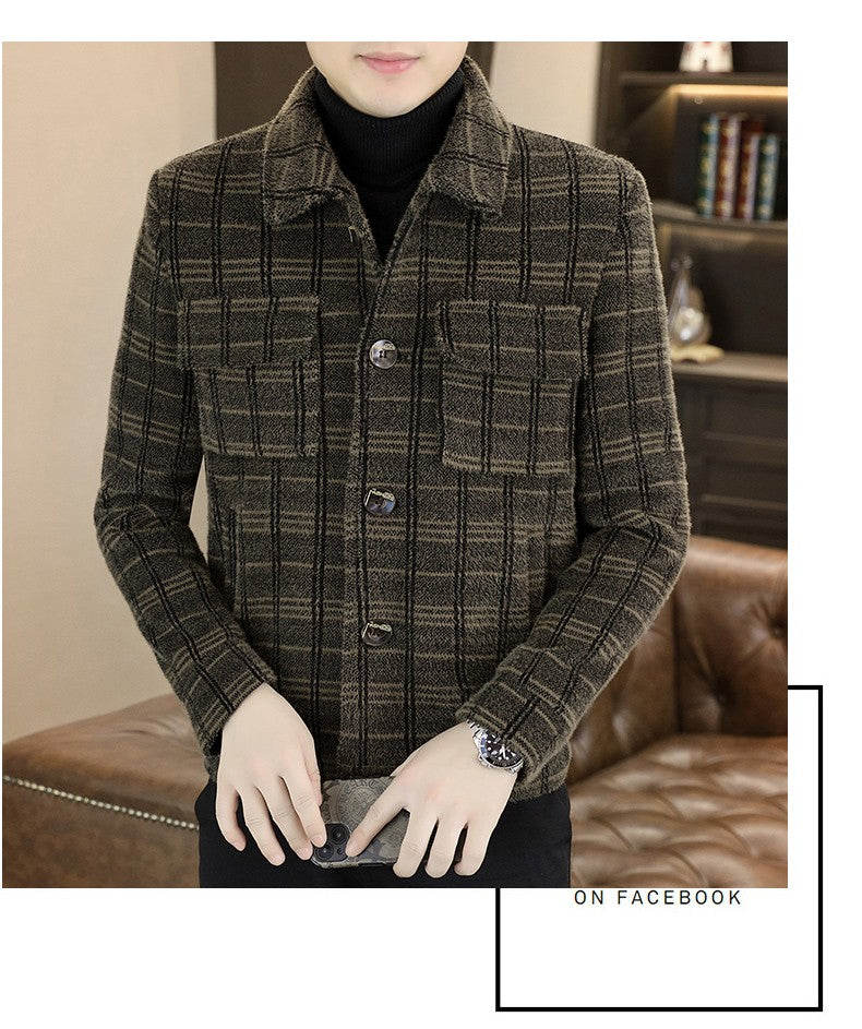 2023 Winter Plaid Woolen Jackets Men Fashion Slim Fit Thickened and Warm Trench Coat Casual Business Streetwear Overcoat M-4XL