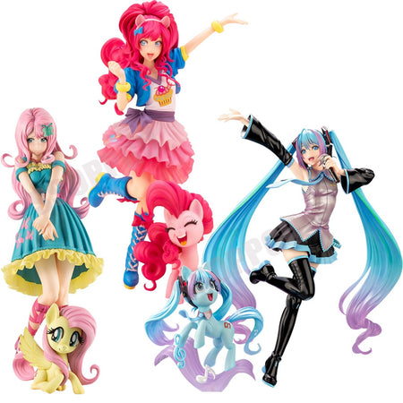 My little Pony Bishoujo Rarity Sunset Shimmer Applejack Twilight Sparkle Pinkie Pie Anime PVC Action Figure Toy Collection Doll