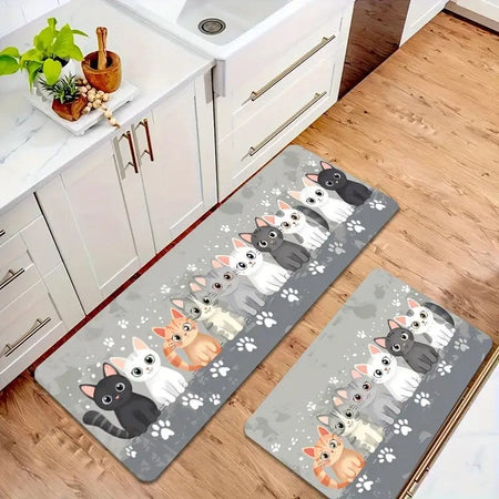 VIKAMA Cartoon Cat Paw Non-Slip Washable Floor Mat--Game Room Rug for Living Room, Bedroom,Home Decor, With Bathroom Accessories