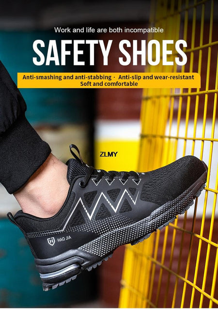 Anti-smash Safety Shoes Men Steel Toe Sneakers Puncture Proof Breathable Work Boots Man Fashion Construction Protective Footwear