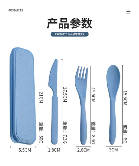 Creative portable cutlery box knife, fork and spoon set plastic student canteen travel portable three-piece set