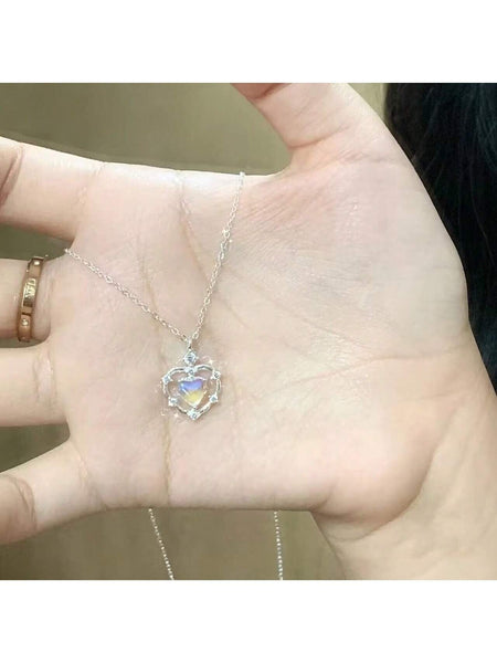Women's Opal & CZ Heart Pendant Necklaces - Vintage Styles, Holiday Jewelry Gifts