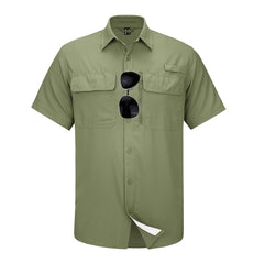 MAGCOMSEN Mesh Breathable Shirt Men's Quick Dry Button Short Sleeves UPF 50+ Sun Protection Hiking Fishing Work Cargo Shirts