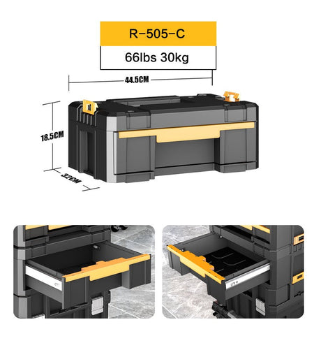 AIRAJ Stackable Modular Combo Toolbox Set -Portable Combo ToolBox with Wheels for Space-Saving Modular Assembly & Easy Mobility!