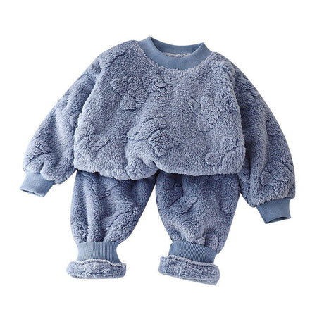 Winter Kids Thick Warm Sets Autumn Boys Girls Flannel Pajamas Suits Baby Long Sleeve Sleepwear Outfits Casual Children Clothes