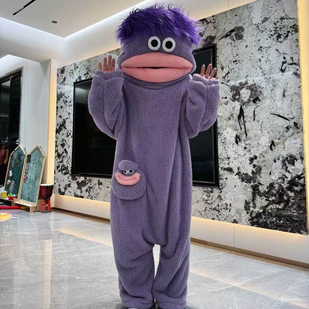 Generic Big Mouth Monster Onesie Pajamas Winter Thick Coral Fleece Ugly Cute Funny Warm Loungewear For Adults Cosplay Jumpsuit