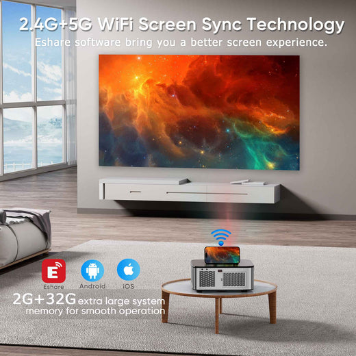HORLAT T3N 35000Lumens Android 12 4K Beamer Projector Full HD 1080P 8K Video Audio Home Theater Auto Focus Keystone 5G Dual WiFi