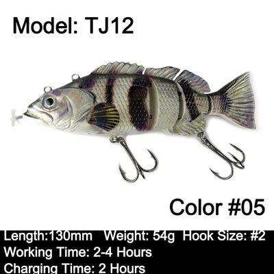 Robotic Swimming Lures 130mm 4 Segements Swimbait 35/54g Fishing Auto Electric Wobblers USB Rechargeable LED Light For Bass Pike