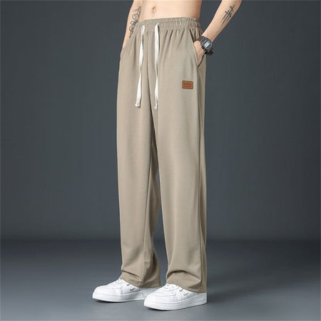 Black Straight Pants for Men's Summer Wide Leg Pants Casual Harajuku Student Pants High Street Trousers Gray Cool Sweatpants