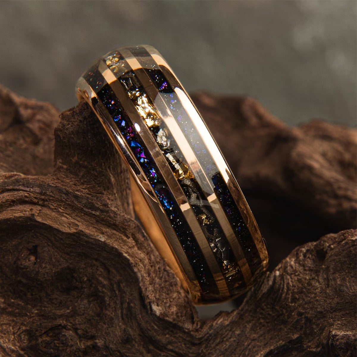 8MM Meteorite tungsten ring anillos bague homme de compromiso fashion jewelry Men's wedding bands Amethyst engagement rings gift