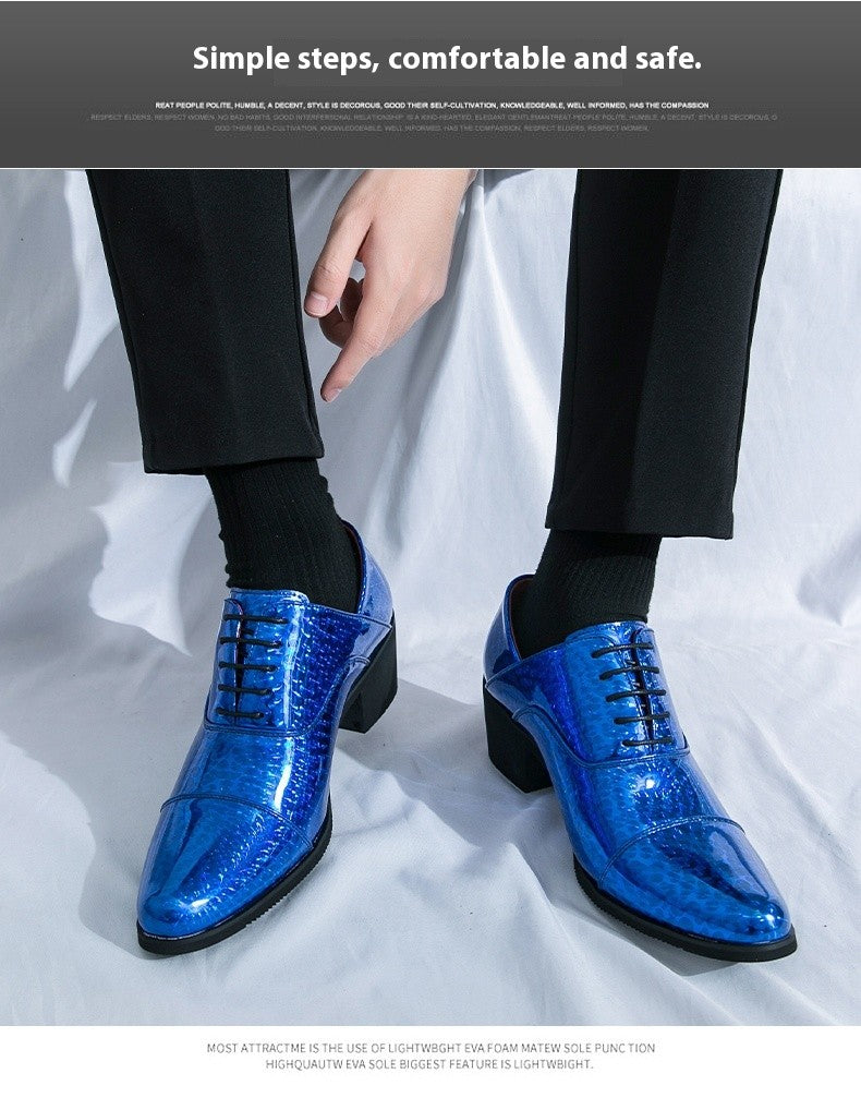 New pointed high-heeled shoes for men to increase business dress office men's shoes groom wedding wedding shoes