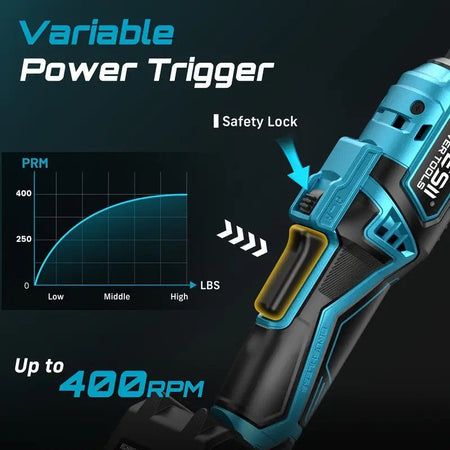 Seesii 3/8" 21V Cordless Electric Wrench 80Nm 6.3'' Extended Electric Ratchet Wrench Rechargeable Angle Wrench Car Repair Tools