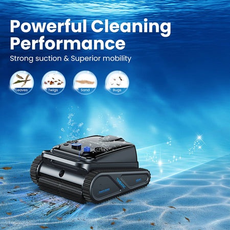 Cordless Robotic Pool Cleaner, Pool Vacuum for Inground Pools with 4 Motors, Wall & Waterline Cleaning, 300min Battery Life
