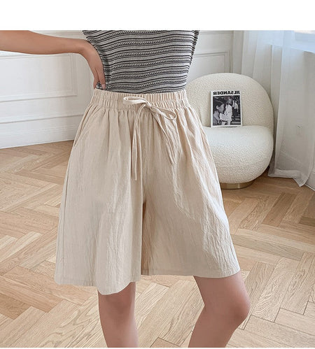 Women shorts Summer Casual Solid Cotton Linen shorts high waist loose shorts for girls Soft Cool female shorts M-3XL