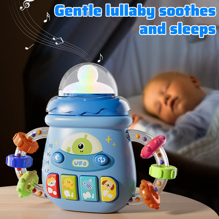 Mobile Soothing Vocal Music Toys For 6M+ Newborn Soft Teether Rattles Educational Toy Baby Musical Feeding Bottle Pacifier