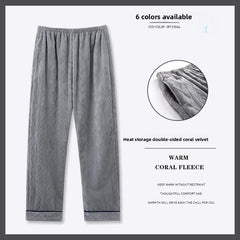 Men's Thickened Coral Fleece Pajama Pants Home Leisure Velvet Plush Winter Warm Large Size Sleepwear Comfortable Soft Fabric
