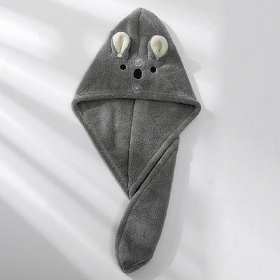 Cute Soft Microfiber Towels Shower Cap Towel Bath Hats Dry Hair Cap Quick Drying Cat Hat for Women Lady Turban Head Girl Towel