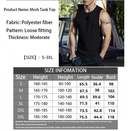 New Men's Sleeveless Fitness Tight Quick Drying Training Vest Breathable Basketball Running Gym T-Shirt Moisture Sports Pullover