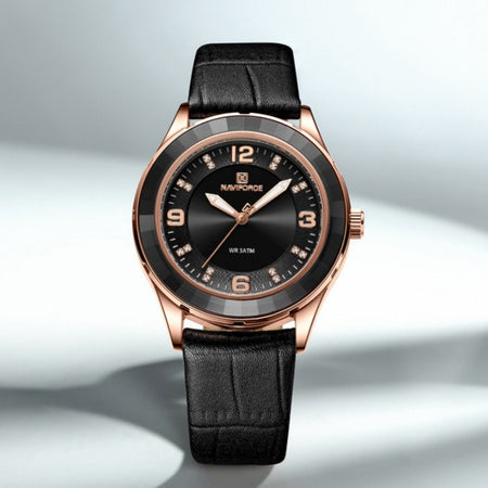 Naviforce 5040 Original New Woman Black Leather Classic Watch Ladies Girls Wristwatch Elegant Quartz Women's Watches