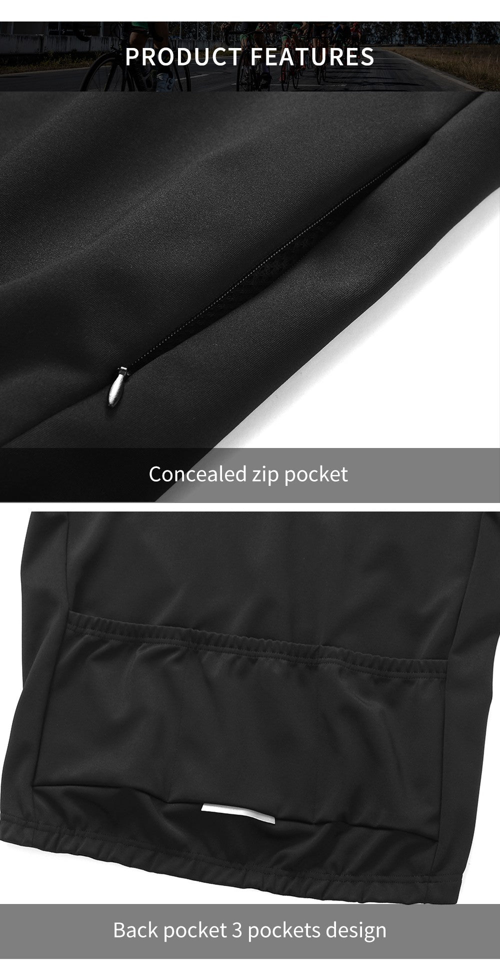WOSAWE Men's Cycling Jersey Set Winter Fleece Cycling Jacket Pants Warm Long-sleeved Suit Bike Bicycle Jacket Riding Suit