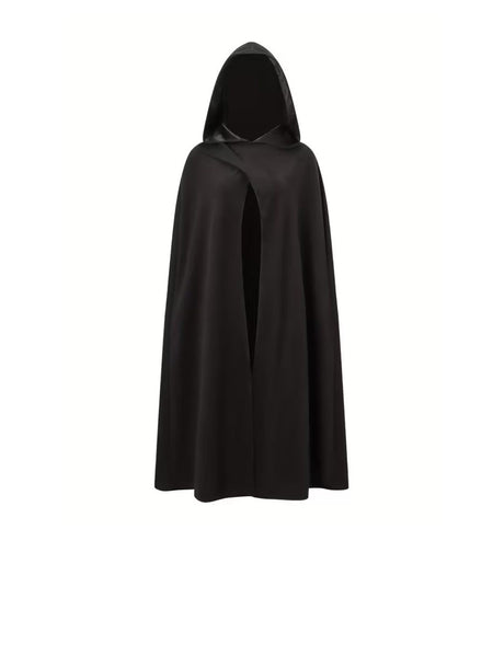 New Halloween Costume Cloak, Fleece Hooded Halloween Cape, Retro Asymmetrical Design Role Play Coat, Party Outfit, Autumn & Winter Clothing Accessory, Cosplay Costume