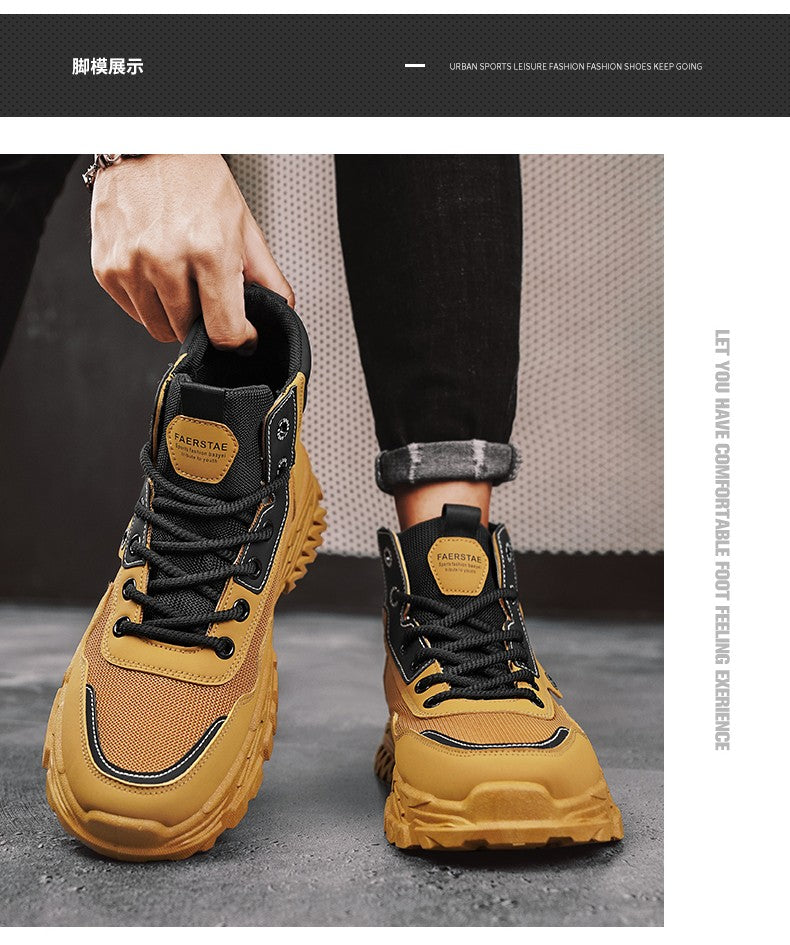 Men's work boots winter lace-up men's shoes warm safety platform size 44 Promotion designer anti-slip fashion