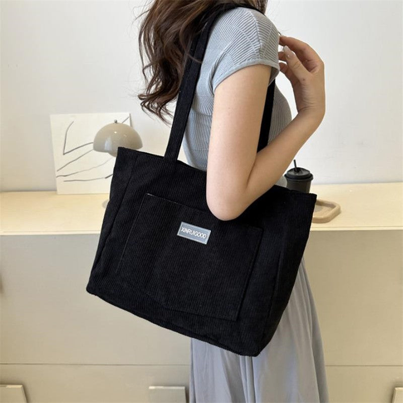 Women's Corduroy Shoulder Tote Bag, Casual Large Capacity Fashion Handbag for Going Out, Purses and Handbags Designer Bag