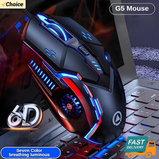 Original G5 Wired Mouse BackLight High Sensitivity 6 Keys Macro Programming Gaming Mechanical Mouse For Game Computer Tablet PC