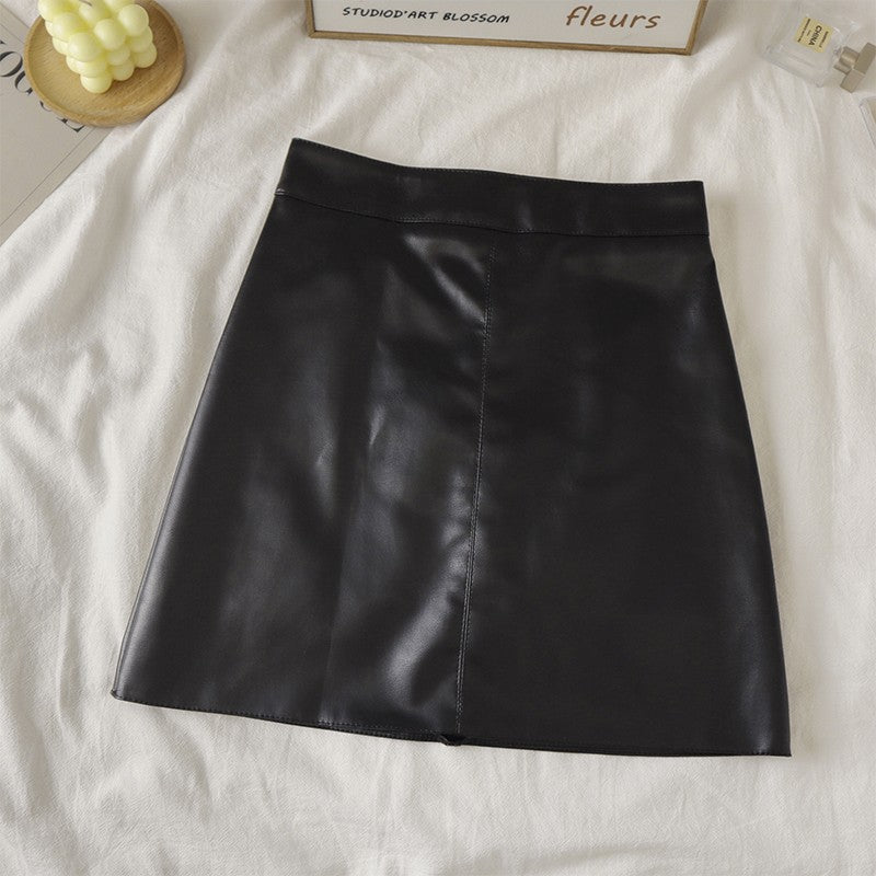 Faux Leather Mini Skirt for Women High Rise A-line PU Short Skirt with Built-in Shorts Black Brown Autumn Winter Trend Outfit
