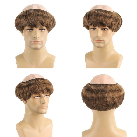 Fun Bald Cosplay Synthetic Hair Monk Wig, Novel Brown, Suitable For Halloween And Christmas-Themed Parties, 6-Inch Bald Wig