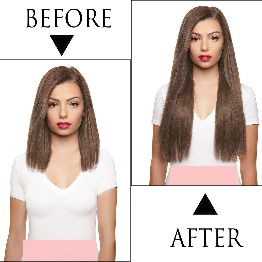 Synthetic Long Straight 5 Clip In Hair Extensions 22’‘ High Resistant Temperature Fiber Black Brown Blonde Hairpiece