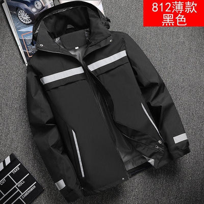 Lightweight Hooded Work Jacket, Waterproof Abrasion Resistant Reflective Outdoor Windbreaker