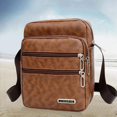 Men's PU Leather Crossbody Shoulder Bags High quality Tote Fashion Business Man Messenger Bag  Leather Bags fanny pack