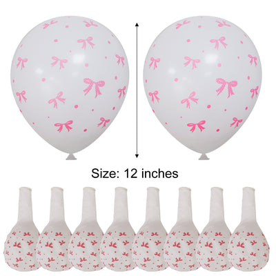50/10pcs Bow Theme Latex Balloon 12 Inches Bowknot Print White Balloons for Kids Girls Birthday Baby Shower Wedding Party Decor