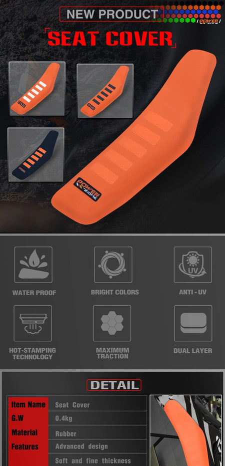Powerzone Rib Ribbed Gripper Seat Cover in Waterproof Set Protection Antislip Upset Apply to For SXF EXC KXF CRF YZF WR TC TE