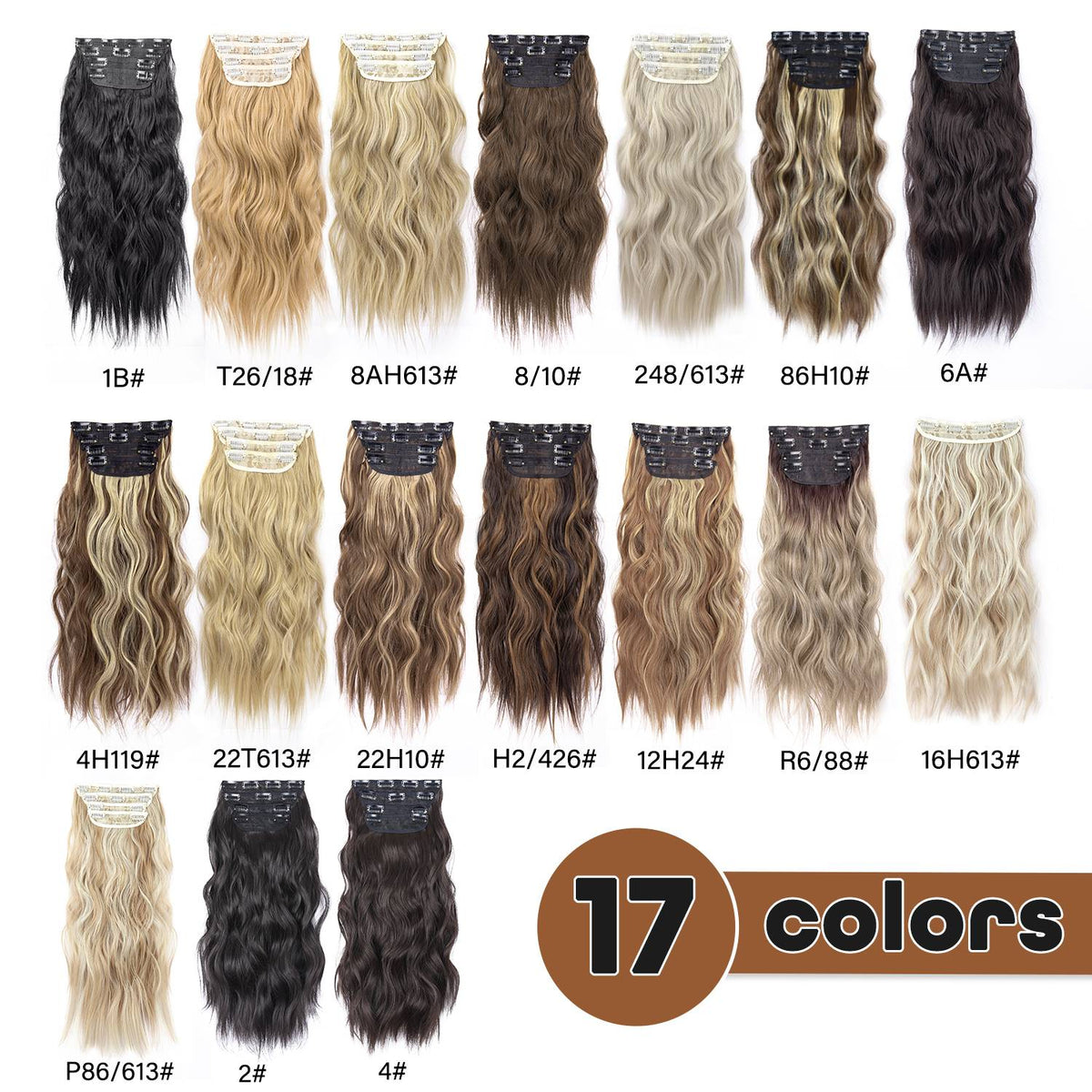 4Pcs/Set 20Inch Synthetic Hair Clip In Long Wavy Thick Hairpieces For Women Full Head Synthetic extenciones para el cabello