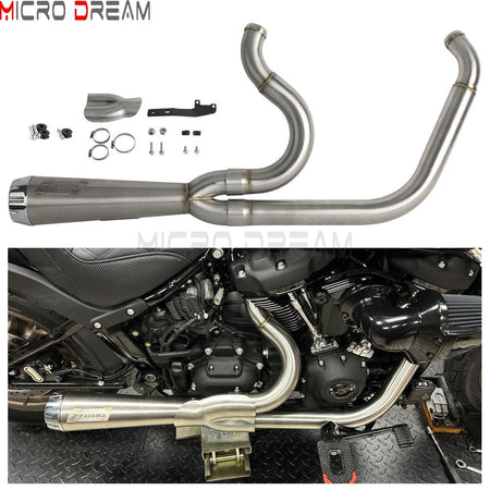 2-in-1 Stainless Steel Motorcycle Exhaust Muffler 1 3/4" to 2" Exhaust Pipes For Harley Low Rider ST Fat Bob FXFB FXFBS 2018-Up