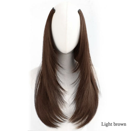 Synthetic layered V-shaped hair extension wig women's heat-resistant clip hair wig atmosphere long curly hair