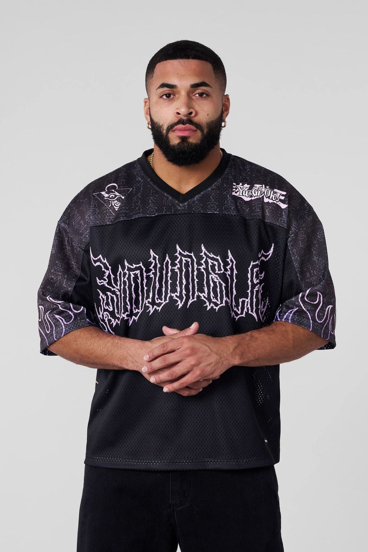 Young American oversized T-shirt summer new casual sports fitness quick drying breathable printed large mesh short sleeved shirt