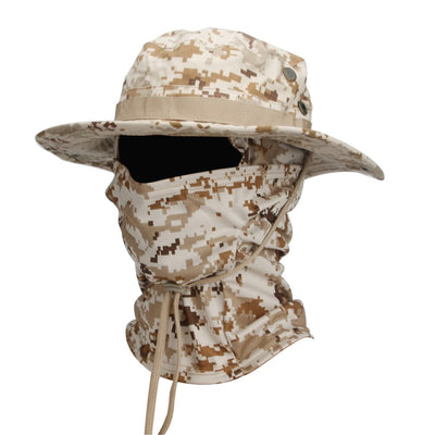 2Pcs/Set Wide-brimmed Hat Balaclava Mixed Set Men Sunscreen Boonie Cap Outdoors Hiking Camping Fishing Hat Sun Hat Fisherman Hat