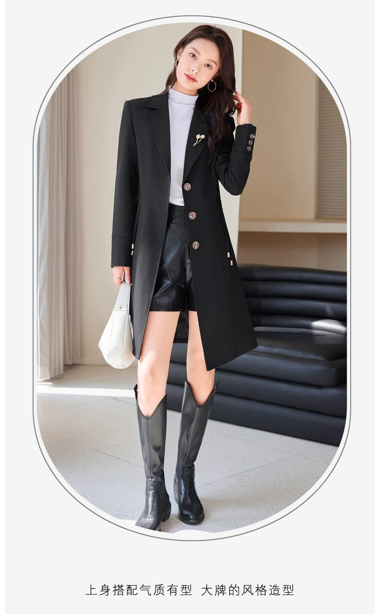 High End Female Coat Long Slim Trench Coat For Women’S England Single Breasted Khaki Women Windbreaker Larger Size Outwear