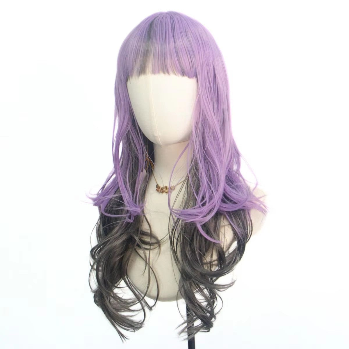 Purple Black Natural Body Wave Long Curly Hair Fiber Synthetic Wig Anime Party cosplay
